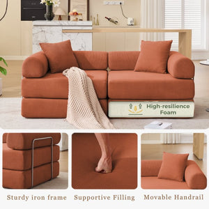 English Elm [new Arrived] Modular Corduroy Sofa Bed Four Sections Convertible Sleeper for Studio Apartments Orange W1628P360508