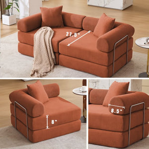 English Elm [new Arrived] Modular Corduroy Sofa Bed Four Sections Convertible Sleeper for Studio Apartments Orange W1628P360508