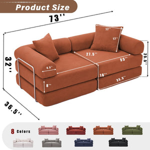 English Elm [new Arrived] Modular Corduroy Sofa Bed Four Sections Convertible Sleeper for Studio Apartments Orange W1628P360508