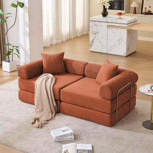 English Elm [new Arrived] Modular Corduroy Sofa Bed Four Sections Convertible Sleeper for Studio Apartments Orange W1628P360508