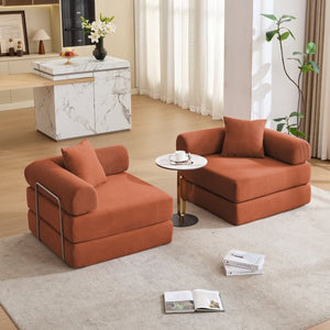 English Elm [new Arrived] Modular Corduroy Sofa Bed Four Sections Convertible Sleeper for Studio Apartments Orange W1628P360508