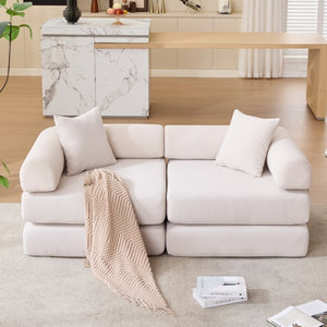 English Elm [new Arrived] Modular Corduroy Sofa Bed Four Sections Convertible Sleeper for Studio Apartments Beige W1628P360509