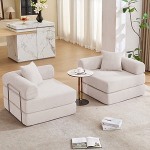 English Elm [new Arrived] Modular Corduroy Sofa Bed Four Sections Convertible Sleeper for Studio Apartments Beige W1628P360509