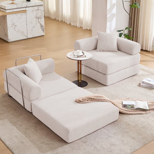 English Elm [new Arrived] Modular Corduroy Sofa Bed Four Sections Convertible Sleeper for Studio Apartments Beige W1628P360509
