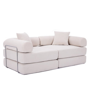 English Elm [new Arrived] Modular Corduroy Sofa Bed Four Sections Convertible Sleeper for Studio Apartments Beige W1628P360509