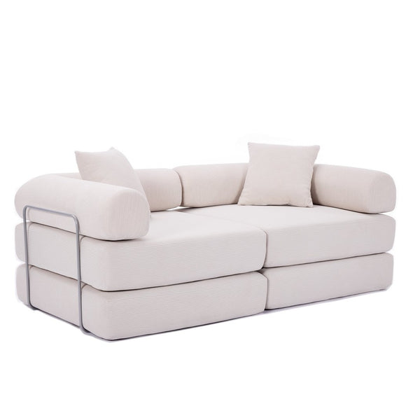 English Elm [new Arrived] Modular Corduroy Sofa Bed Four Sections Convertible Sleeper for Studio Apartments Beige W1628P360509
