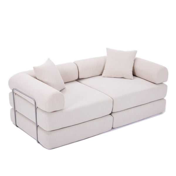 English Elm [new Arrived] Modular Corduroy Sofa Bed Four Sections Convertible Sleeper for Studio Apartments Beige W1628P360509