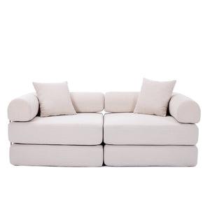 English Elm [new Arrived] Modular Corduroy Sofa Bed Four Sections Convertible Sleeper for Studio Apartments Beige W1628P360509
