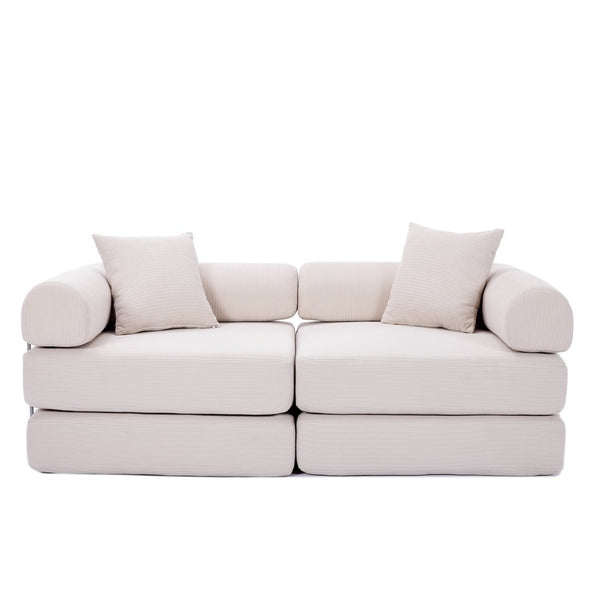 English Elm [new Arrived] Modular Corduroy Sofa Bed Four Sections Convertible Sleeper for Studio Apartments Beige W1628P360509