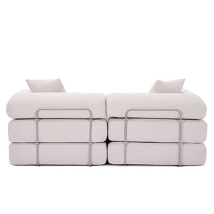 English Elm [new Arrived] Modular Corduroy Sofa Bed Four Sections Convertible Sleeper for Studio Apartments Beige W1628P360509