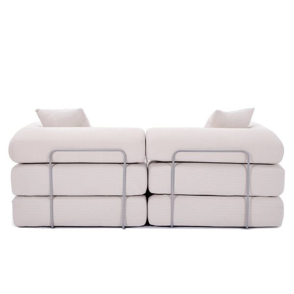 English Elm [new Arrived] Modular Corduroy Sofa Bed Four Sections Convertible Sleeper for Studio Apartments Beige W1628P360509