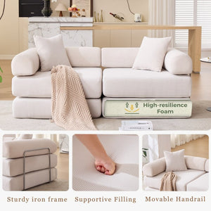 English Elm [new Arrived] Modular Corduroy Sofa Bed Four Sections Convertible Sleeper for Studio Apartments Beige W1628P360509