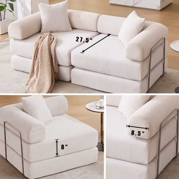 English Elm [new Arrived] Modular Corduroy Sofa Bed Four Sections Convertible Sleeper for Studio Apartments Beige W1628P360509