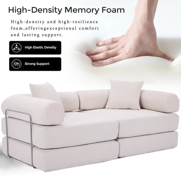 English Elm [new Arrived] Modular Corduroy Sofa Bed Four Sections Convertible Sleeper for Studio Apartments Beige W1628P360509