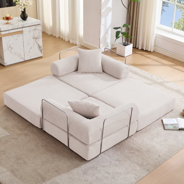 English Elm [new Arrived] Modular Corduroy Sofa Bed Four Sections Convertible Sleeper for Studio Apartments Beige W1628P360509