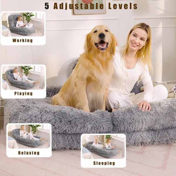 English Elm [new Arrived] Faux Fur Convertible Floor Lounger Plush Gaming Sofa Bed for Living Room Light Gray W1628P387374