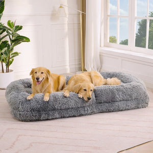 English Elm [new Arrived] Faux Fur Convertible Floor Lounger Plush Gaming Sofa Bed for Living Room Light Gray W1628P387374