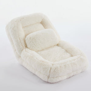 English Elm [new Arrived] Faux Fur Convertible Floor Lounger Plush Gaming Sofa Bed for Living Room Beige W1628P387376