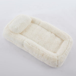 English Elm [new Arrived] Faux Fur Convertible Floor Lounger Plush Gaming Sofa Bed for Living Room Beige W1628P387376