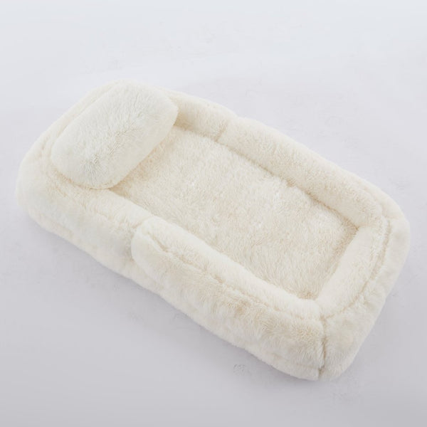 English Elm [new Arrived] Faux Fur Convertible Floor Lounger Plush Gaming Sofa Bed for Living Room Beige W1628P387376