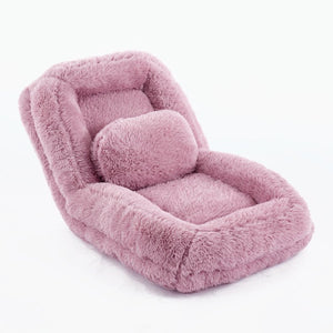 English Elm [new Arrived] Faux Fur Convertible Floor Lounger Plush Gaming Sofa Bed for Living Room Pink W1628P387377