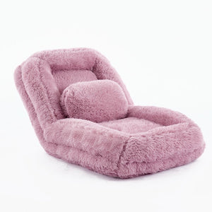 English Elm [new Arrived] Faux Fur Convertible Floor Lounger Plush Gaming Sofa Bed for Living Room Pink W1628P387377