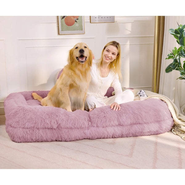 English Elm [new Arrived] Faux Fur Convertible Floor Lounger Plush Gaming Sofa Bed for Living Room Pink W1628P387377