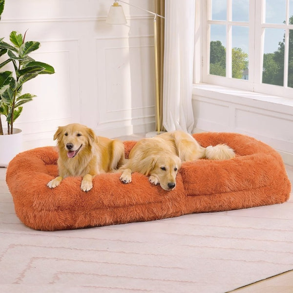 English Elm [new Arrived] Faux Fur Convertible Floor Lounger Plush Gaming Sofa Bed for Living Room Orange W1628P387379