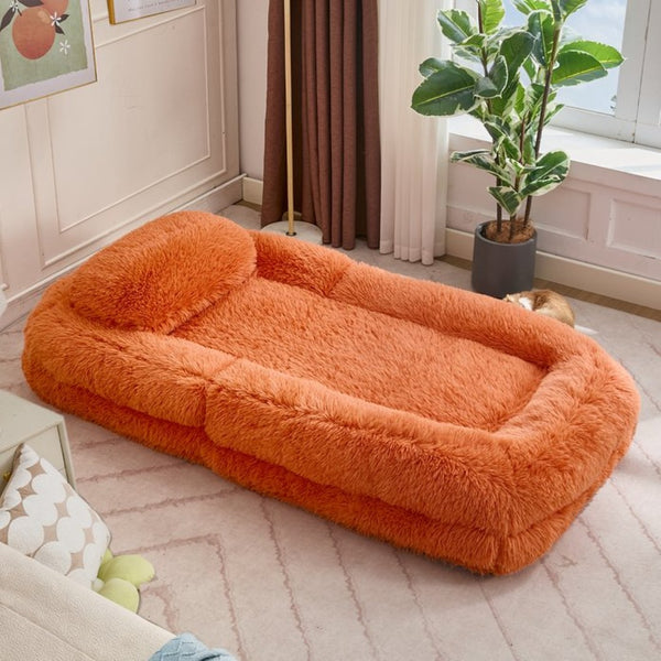 English Elm [new Arrived] Faux Fur Convertible Floor Lounger Plush Gaming Sofa Bed for Living Room Orange W1628P387379