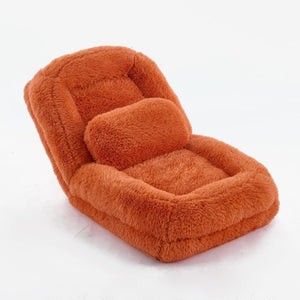 English Elm [new Arrived] Faux Fur Convertible Floor Lounger Plush Gaming Sofa Bed for Living Room Orange W1628P387379