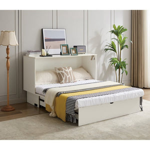 English Elm New Queen Murphy Cabinet Bed with Foam Mattress Storage Drawer and Built-In USB Charging W1628S00010