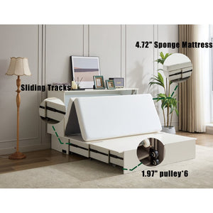 English Elm New Queen Murphy Cabinet Bed with Foam Mattress Storage Drawer and Built-In USB Charging W1628S00010