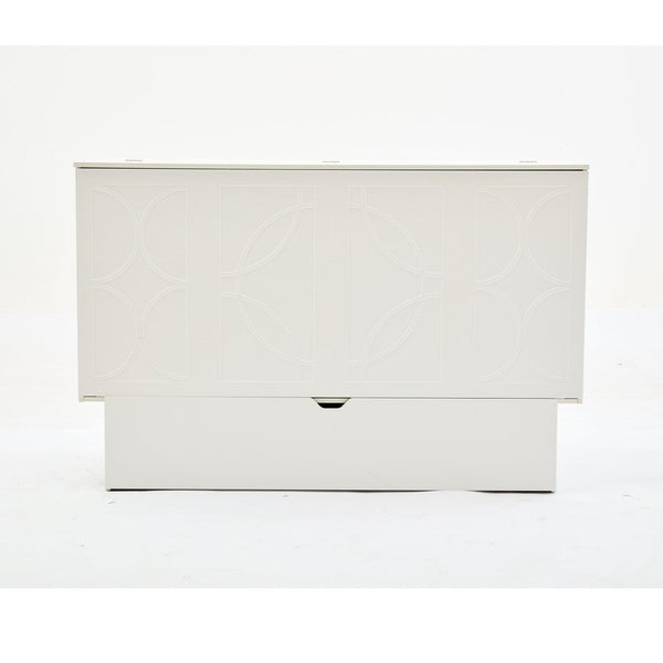 English Elm New Queen Murphy Cabinet Bed with Foam Mattress Storage Drawer and Built-In USB Charging W1628S00010