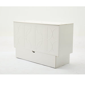English Elm New Queen Murphy Cabinet Bed with Foam Mattress Storage Drawer and Built-In USB Charging W1628S00010