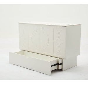 English Elm New Queen Murphy Cabinet Bed with Foam Mattress Storage Drawer and Built-In USB Charging W1628S00010