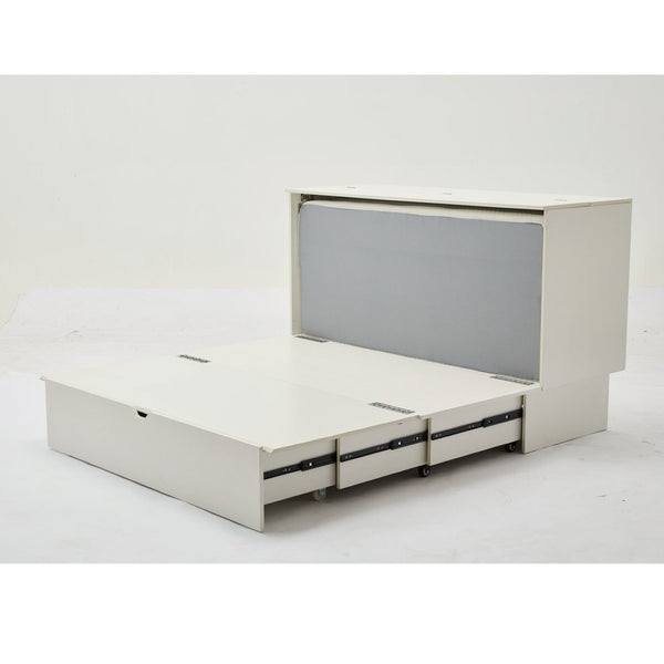 English Elm New Queen Murphy Cabinet Bed with Foam Mattress Storage Drawer and Built-In USB Charging W1628S00010
