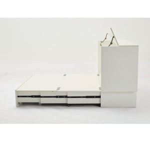 English Elm New Queen Murphy Cabinet Bed with Foam Mattress Storage Drawer and Built-In USB Charging W1628S00010