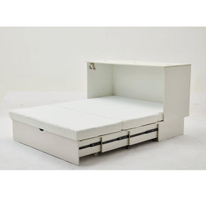 English Elm New Queen Murphy Cabinet Bed with Foam Mattress Storage Drawer and Built-In USB Charging W1628S00010