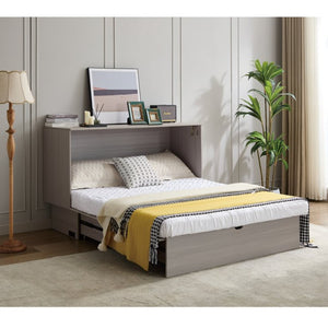 English Elm New Queen Murphy Cabinet Bed with Folding Mattress Oversized Drawer and USB Charging W1628S00011