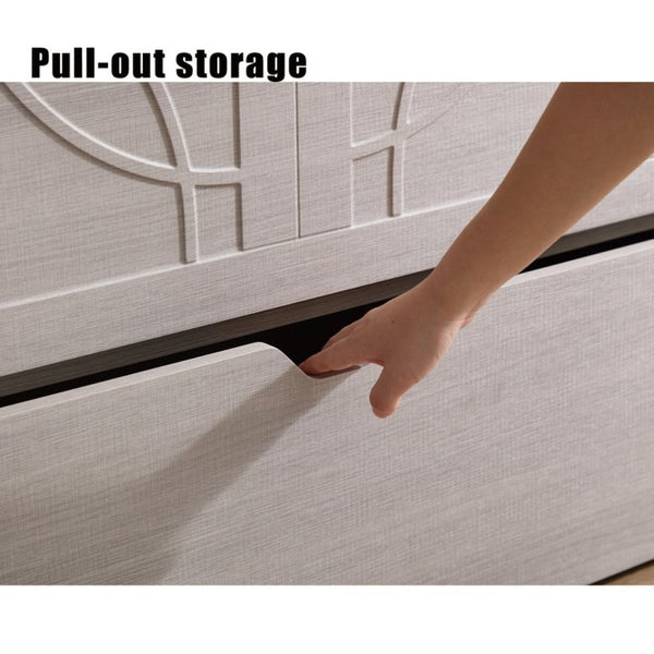 English Elm New Queen Murphy Cabinet Bed with Folding Mattress Oversized Drawer and USB Charging W1628S00011