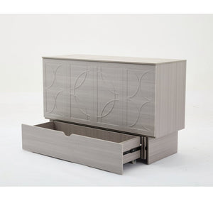 English Elm New Queen Murphy Cabinet Bed with Folding Mattress Oversized Drawer and USB Charging W1628S00011