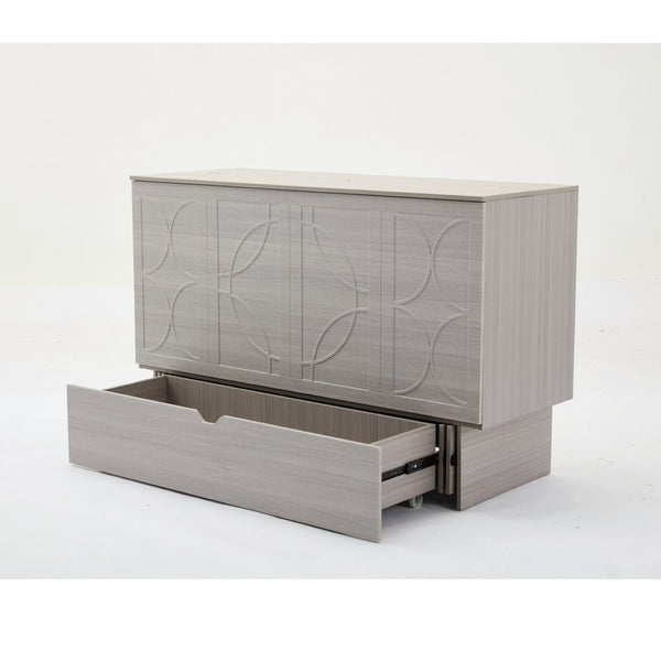 English Elm New Queen Murphy Cabinet Bed with Folding Mattress Oversized Drawer and USB Charging W1628S00011