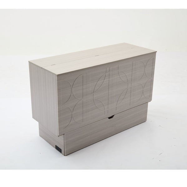 English Elm New Queen Murphy Cabinet Bed with Folding Mattress Oversized Drawer and USB Charging W1628S00011
