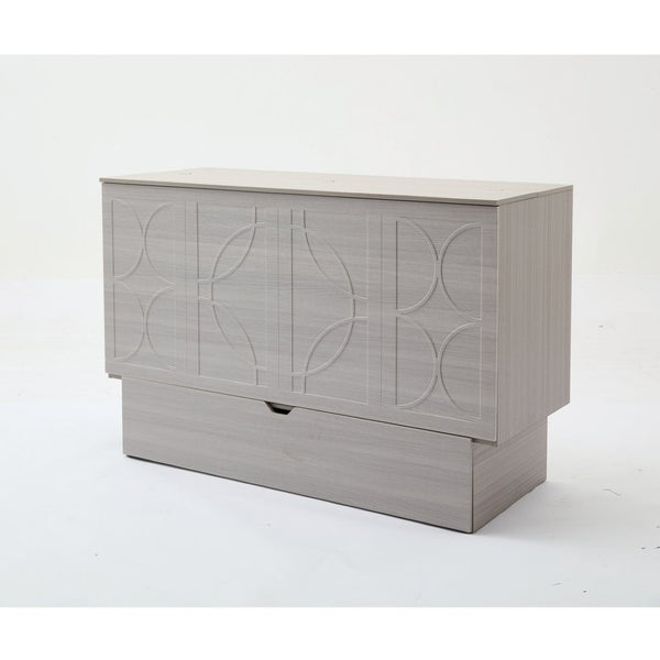 English Elm New Queen Murphy Cabinet Bed with Folding Mattress Oversized Drawer and USB Charging W1628S00011