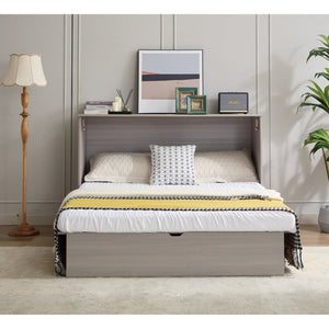 English Elm New Queen Murphy Cabinet Bed with Folding Mattress Oversized Drawer and USB Charging W1628S00011