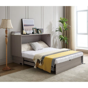 English Elm New Queen Murphy Cabinet Bed with Folding Mattress Oversized Drawer and USB Charging W1628S00011
