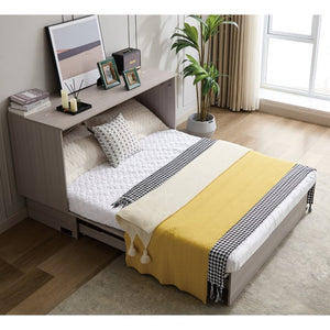 English Elm New Queen Murphy Cabinet Bed with Folding Mattress Oversized Drawer and USB Charging W1628S00011