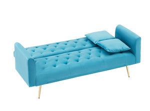 English Elm 71 Inch Velvet Convertible Loveseat Sleeper with Gold Legs Retro Style Seats Two W1658P191740