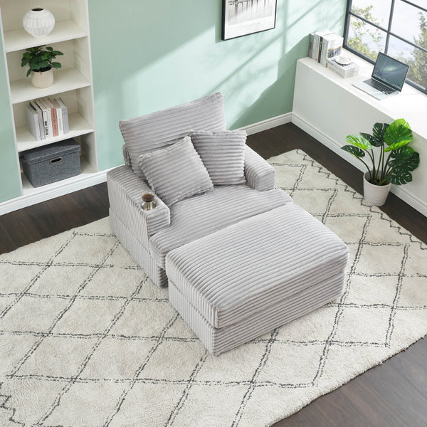 English Elm 123 Multi-position Recliner Chair with Armrest Cup Holders for Living Room Comfort W1658P202897
