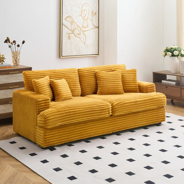 English Elm An Orange Corduroy Foldable Chaise Lounge with Storage Footrest and Cup Holders W1658P241469